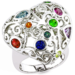 Alexandrite, Aqua, Ruby, Sapphire, Sphene, Diamond, white gold ring.