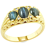 Alexandrite cat's eye,white diamond and yellow diamond gold ring.