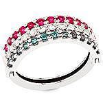 Alexandrite, ruby, white diamond and white gold ring.