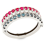 Alexandrite, spinel, white diamond and white gold ring.