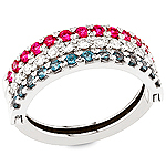 Alexandrite, spinel, white diamond and white gold ring.