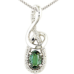 Alexandrite ,white diamond and white gold pendant