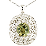 Alexandrite ,white diamond and white gold pendant