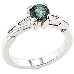 alexandrite ,white diamond and white gold ring.