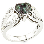 Alexandrite ,white diamond and white gold ring.