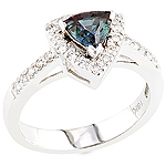 Alexandrite,white diamond and white gold ring.