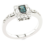 Alexandrite , white diamond and white gold ring.