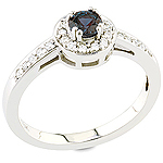 Alexandrite, white diamond and white gold ring