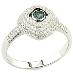 Alexandrite, white diamond and white gold ring