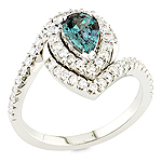 Alexandrite,white diamond and white gold ring.