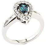 Alexandrite ,white diamond and white gold ring.