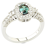 Alexandrite ,white diamond and white gold ring.