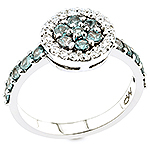 Alexandrite, white diamond and white gold ring.