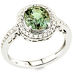 Alexandrite, white diamond and white gold ring