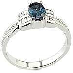 Alexandrite ,white diamond and white gold ring.