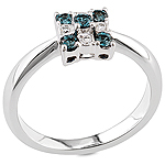 Alexandrite, white diamond and white gold ring.