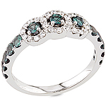 Alexandrite, white diamond and white gold ring.