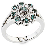 Alexandrite, white diamond and white gold ring.