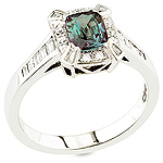 Alexandrite ,white diamond and white gold ring.