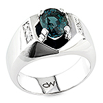 Alexandrite ,white diamond and white gold ring.