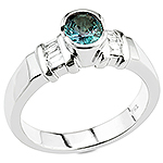 Alexandrite ,white diamond and white gold ring.