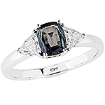 Alexandrite ,white diamond and white gold ring.