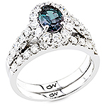 Alexandrite ,white diamond and white gold ring.