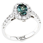 Alexandrite ,white diamond and white gold ring.