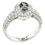 Alexandrite, white diamond and white gold ring