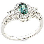 Alexandrite ,white diamond and white gold ring.