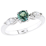 Alexandrite ,white diamond and white gold ring.