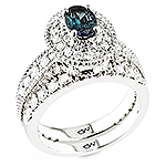 Alexandrite ,white diamond and white gold ring.