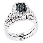 Alexandrite ,white diamond and white gold ring.