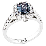 Alexandrite ,white diamond and white gold ring.