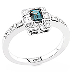 Alexandrite , white diamond and white gold ring.