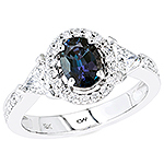 Alexandrite ,white diamond and white gold ring.