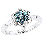 Alexandrite, white diamond and white gold ring.