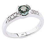 Alexandrite ,white diamond and white gold ring.