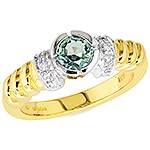 Alexandrite ,white diamond and yellow gold ring.