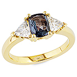 Alexandrite ,white diamond and yellow gold ring.