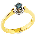 Alexandrite, white diamond, white gold and yellow gold ring