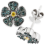 Alexandrite, yellow diamond and white gold earrings.