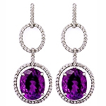 Amethyst and white diamond gold earrings