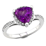 Amethyst and white diamond gold ring