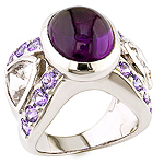 Amethyst, danburite, tanzanite and silver ring.