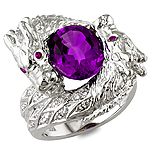 Amethyst,ruby and white diamond gold ring