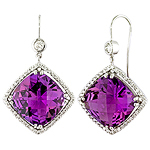 Amethyst,white diamond and white gold earrings