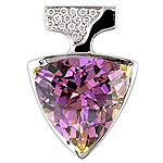 Amethyst,white diamond and white gold pendant