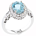 Aquamarine and white diamond gold ring