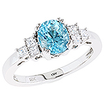 Aquamarine and white diamond gold ring.